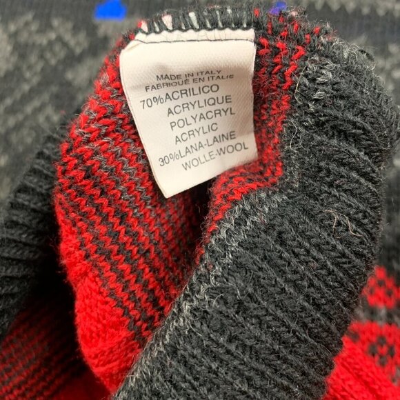 Vintage Wolsey Mens Sweater Large Red Black Fair Isle Cable Knit Ski Wool Italy - Picture 5 of 8